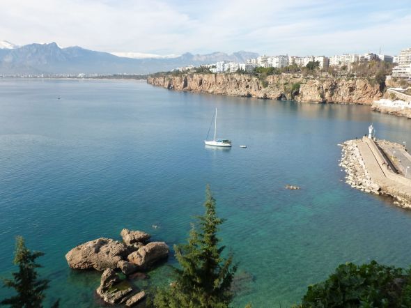 Utsikt från gamla stan i Antalya