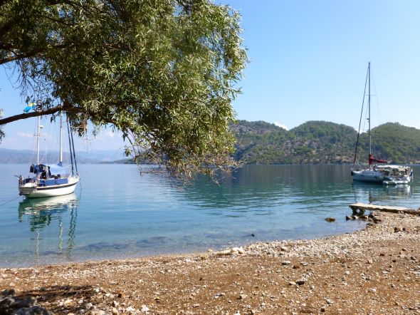 Ayfer och Pegasus i Seagull Bay